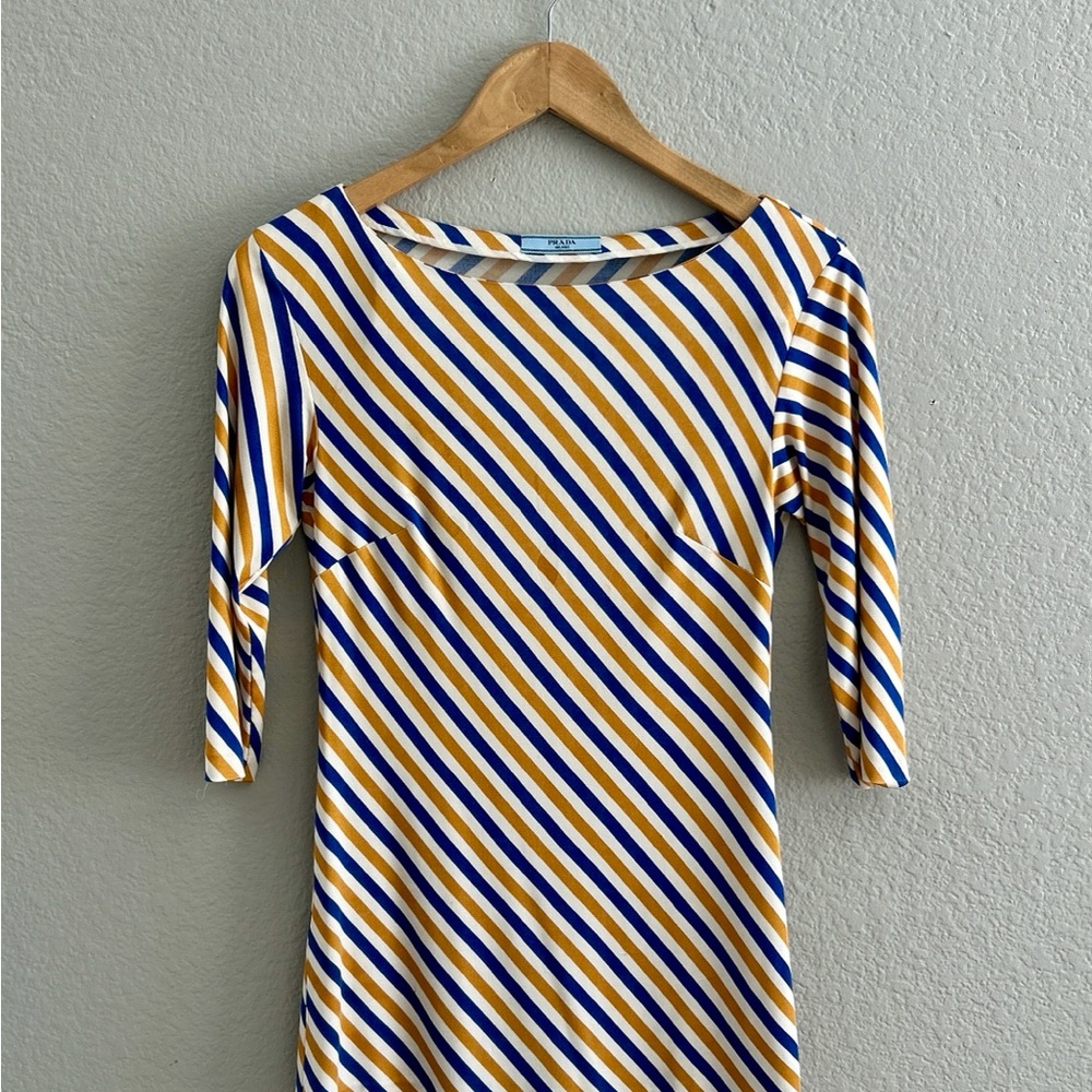 Authentic PRADA Striped Yellow and Blue Dress